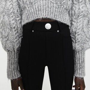 Zara Black Pants Silver Button Stretchy Dressy Casual Chic
